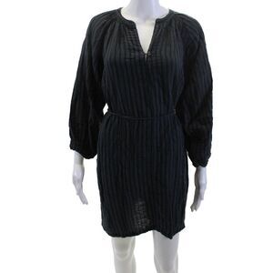 Neve & Hawk Women Kaftan Black Striped Long Sleeve Round Neck Size L